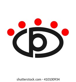 letter P and eye logo vector.