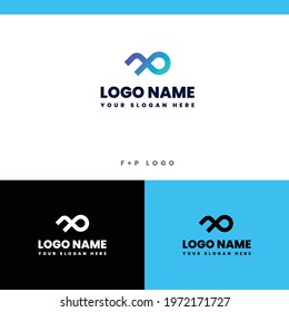 Letter P and F or PF and FP logo design Vector. Creative Minimal monogram letter text alphabet logo design.