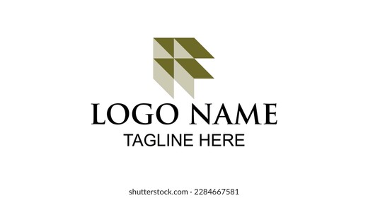 
logotipo de forma p y f de letra y forma de signo del puntero