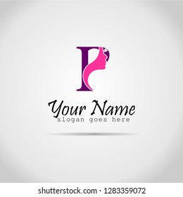 Letter P Face Woman Simple Logo 18
