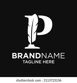 Letter P Feather Logo Design Template Inspiration, Vector Illustration.