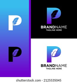 Letter P Feather Logo Design Template Inspiration, Vector Illustration.