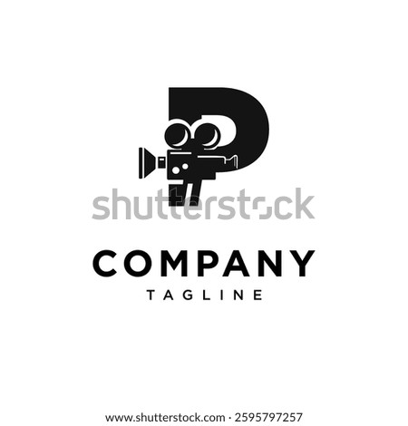 Letter P Film Camera Record Logo Icon Vector