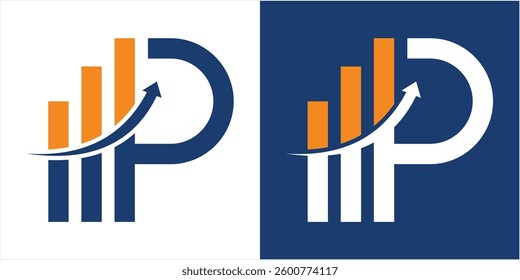 Letter P Financial Logo. Finance and Financial Investment Development Logo Template Concept with Business Growth Arrow
