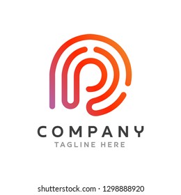 Letter P Finger logo - Vector