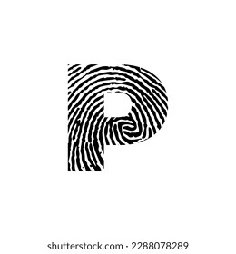Letter P and Fingerprint Texture Design Icon
