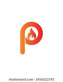 Letter P and fire logo icon design illustration