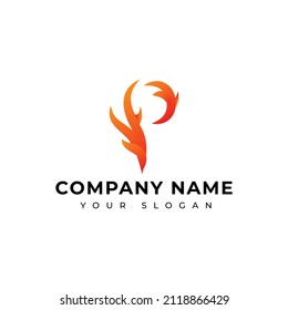 Letter P fire logo vector design
