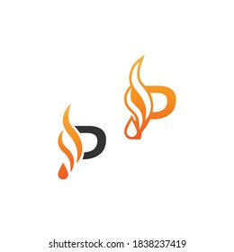 Letter P and fire waves, logo icon concept design template