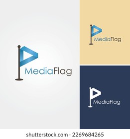 Letter P Flag Logo Design Vector 