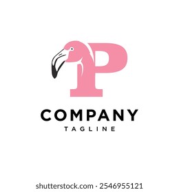 Letter P Flamingo Logo Icon Vector