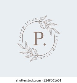 letter P floral logo design. logo for women beauty salon massage cosmetic or spa brand