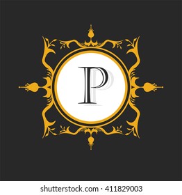 Letter P  Floral monogram.