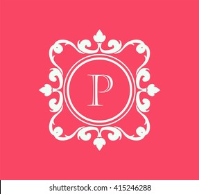 Letter   P Floral monogram.