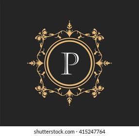Letter P  Floral monogram.