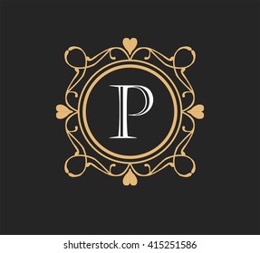 Letter P Floral monogram.