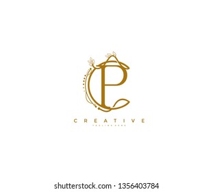 Letter P Floral Monogram Rounded Ornate Elegant Logo Design