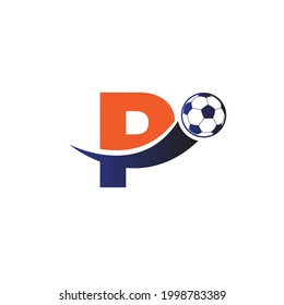 Letter P with football ball logo