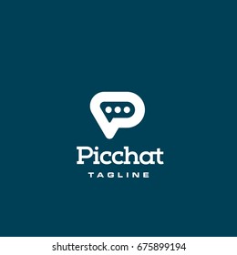 Letter P with the form of a chat symbol with a triplet inside