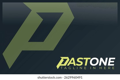 Letter P formed number one in simple and modern shape