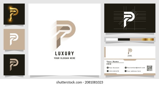 Mono-Logo des Buchstaben P oder FP mit Visitenkartendesign