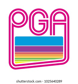 letter P G and A vector logo. neon classic eighties vector logo.