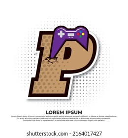 Letter P With Game Icon, Gaming Console Esport Logo Designs With Pop Style.