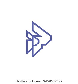 Letter P game video technology geometric minimal vector logo design