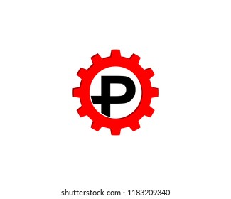 Letter P Gear Logo Design Element Stock Vector (Royalty Free ...