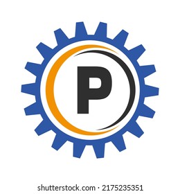 Letter P Gear Logo Design Template Stock Vector (Royalty Free ...