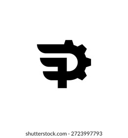 Letra P engranaje o máquina Logo 