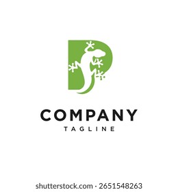Letter P Gecko Logo Icon Vector