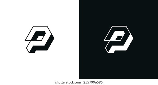 letter P geometric box logo design inspiration