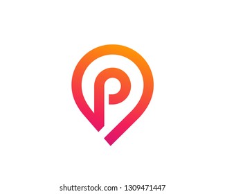 Letter P geotag logo icon design template elements