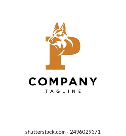 Letter P German Shepherd Logo Icon Vector