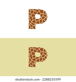 Letter P With Giraffe Skin Pattern Design