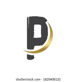 Letter P golden logo design concept 