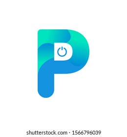 Letter P with Gradient and button Modern Type Logo