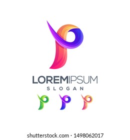 letter P gradient collection logo design
