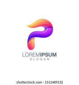letter P gradient color logo design vector 