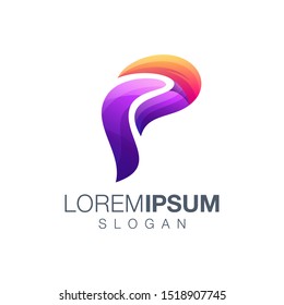 letter P gradient color logo design vector 