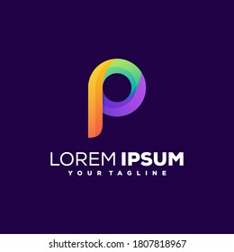 diseño de logotipo de degradado de letra p