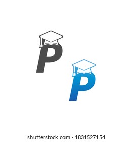 Letter P graduation cap concept design template