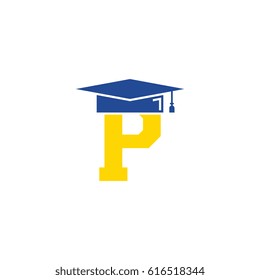 letter P with graduation cap logo