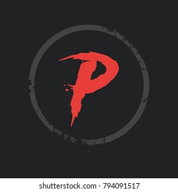 Letter P with grunge texture logo design