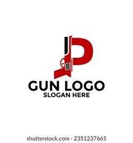 Letter P and Gun logo icon design, Gun Logo vector template