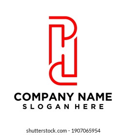 Letter P and H or Letter P, H, and D. Negative space and simple  design concept