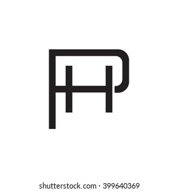 Letter P And H Monogram Logo Black