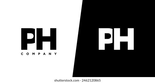 Letra P y H, Plantilla de diseño del logotipo de PH. Logotipo mínimo basado en el monograma inicial.