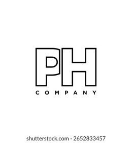 Letra P e H, modelo de design de logotipo PH. Logótipo inicial com base em monograma mínimo.